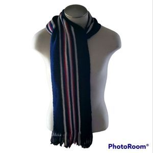 Vintage Tommy Hilfiger Embroidered Scarf Navy Blue With Red & White Stripes